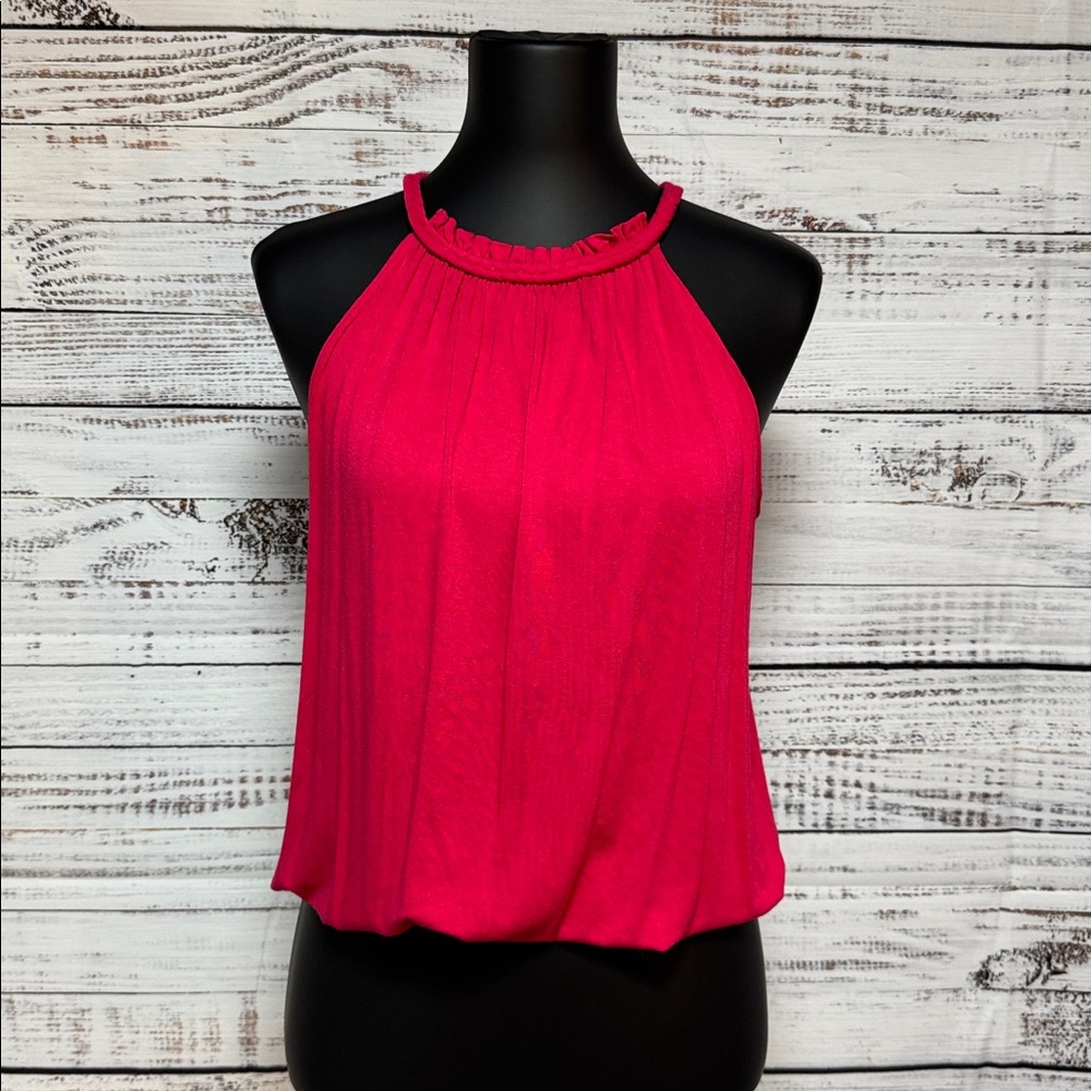 Max Studio Fuchsia Pleated Halter Blouse